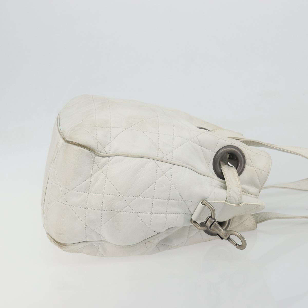 Christian Dior Canage Tote Bag Leather White Silver Auth bs36672A - Jerrillo image 4