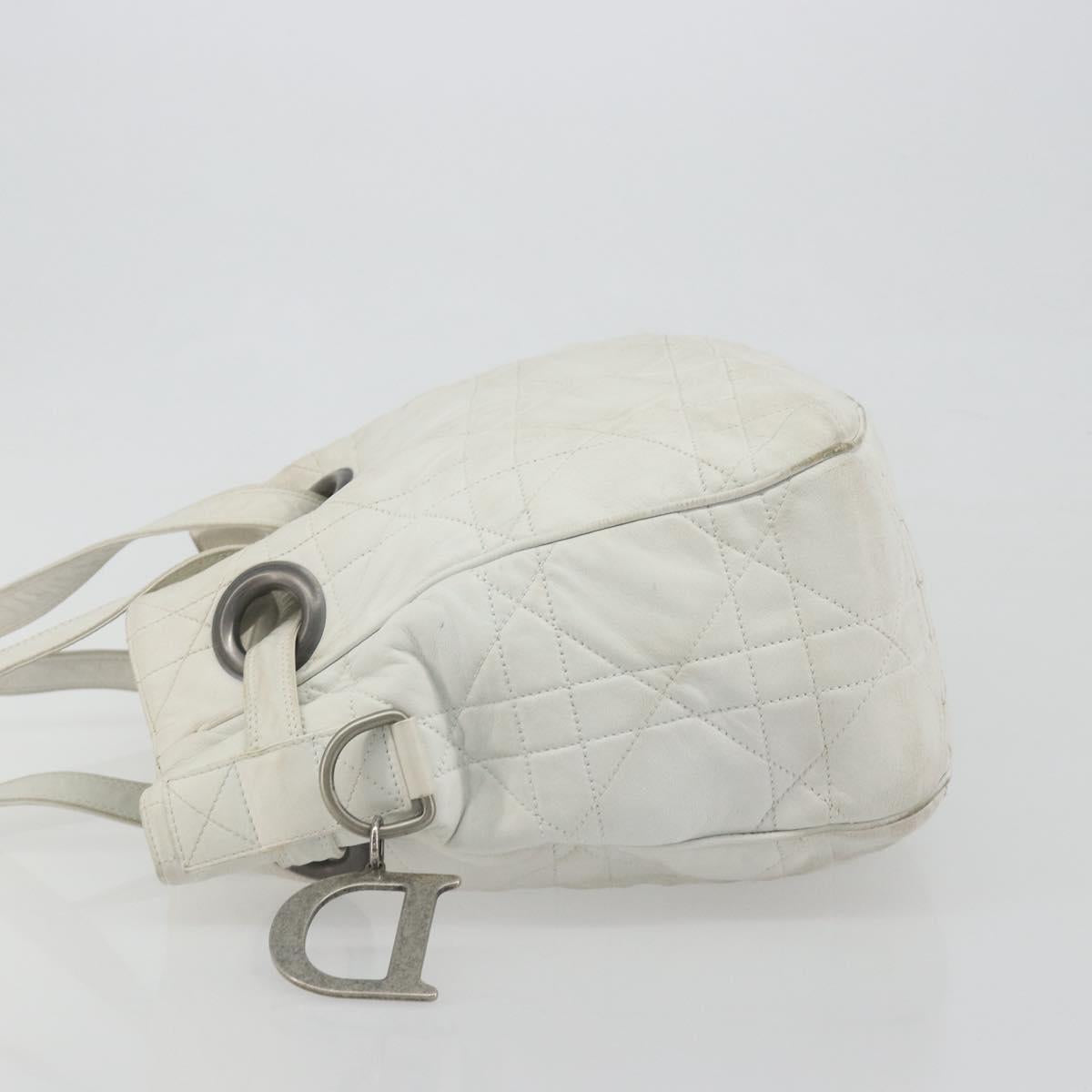 Christian Dior Canage Tote Bag Leather White Silver Auth bs36672A - Jerrillo image 5