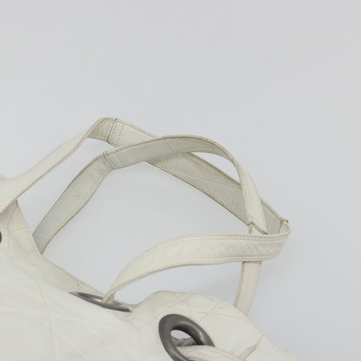 Christian Dior Canage Tote Bag Leather White Silver Auth bs36672A - Jerrillo image 8