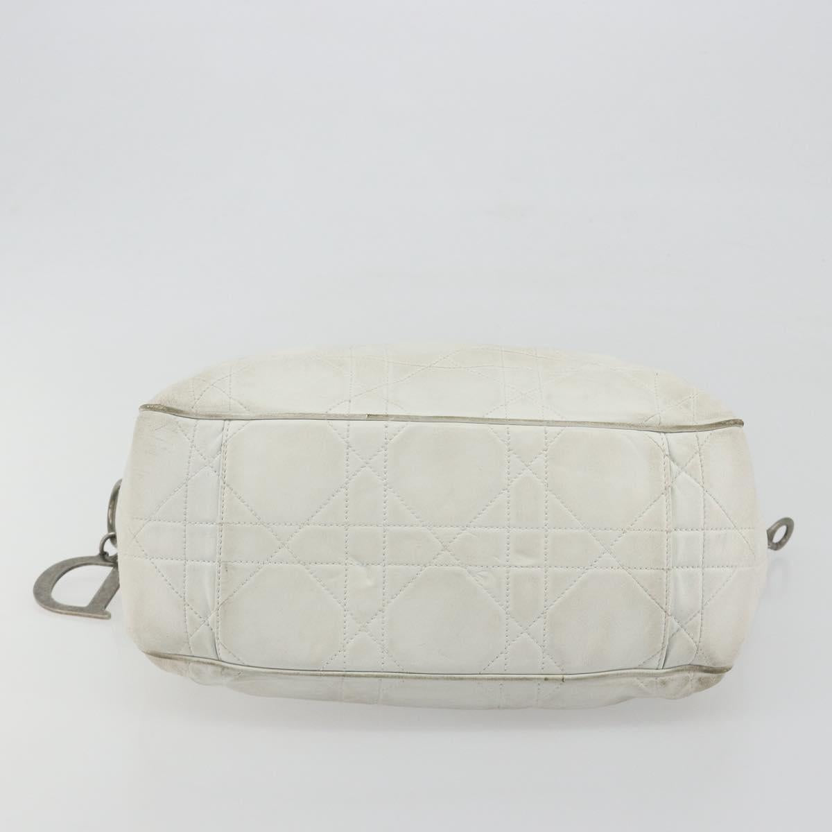 Christian Dior Canage Tote Bag Leather White Silver Auth bs36672A - Jerrillo image 9