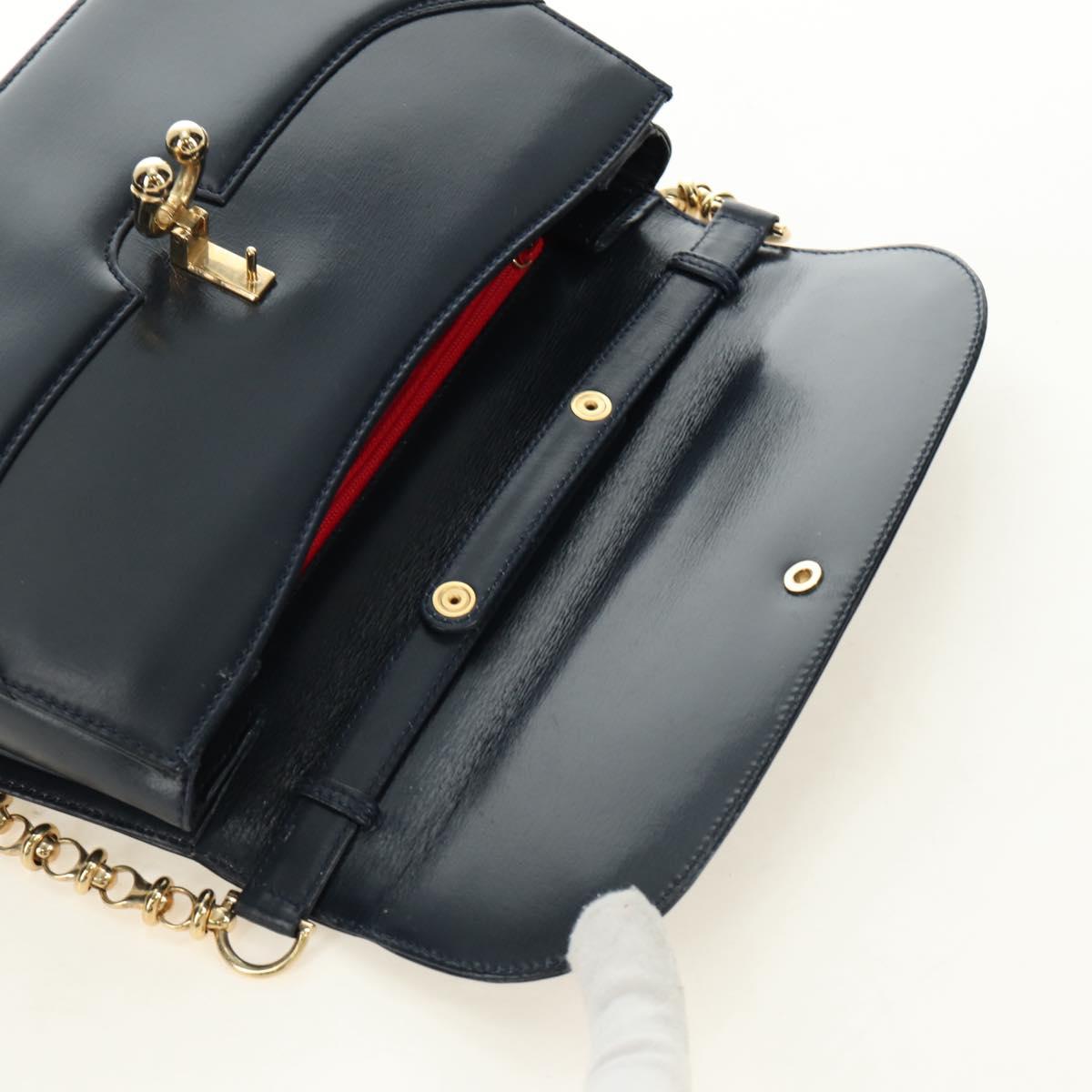 GUCCI Chain Shoulder Bag Leather Navy Gold 004 406 0473 Auth ep15047V - Jerrillo image 8