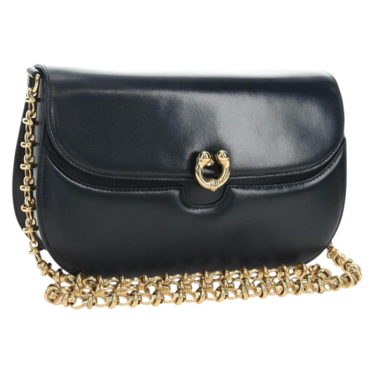 GUCCI Chain Shoulder Bag Leather Navy Gold 004 406 0473 Auth ep15047V – Jerrillo