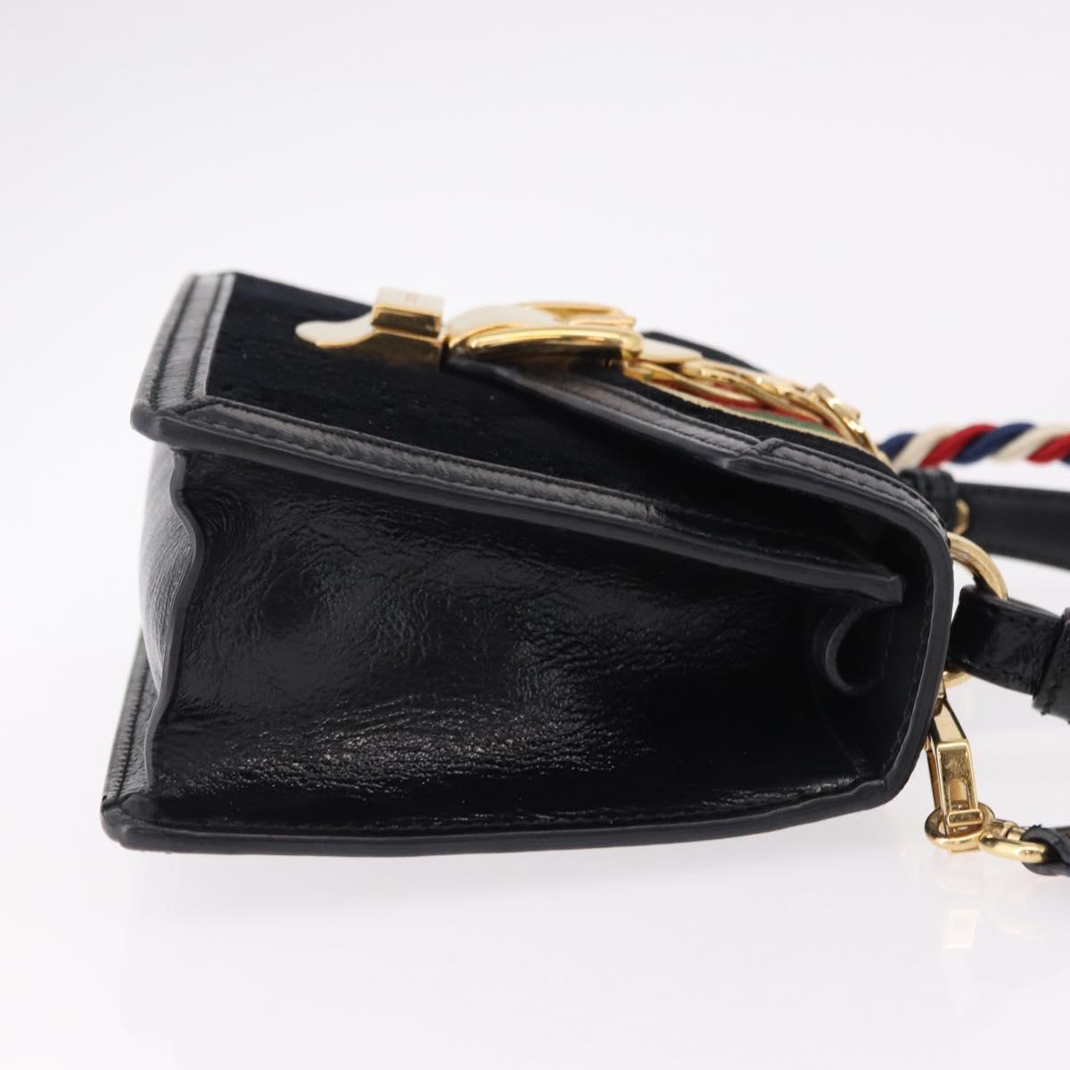 GUCCI GG Canvas Web Sherry Line Bag Velvet 2way Black Gold 470270 Auth ep15093A - Jerrillo image 4