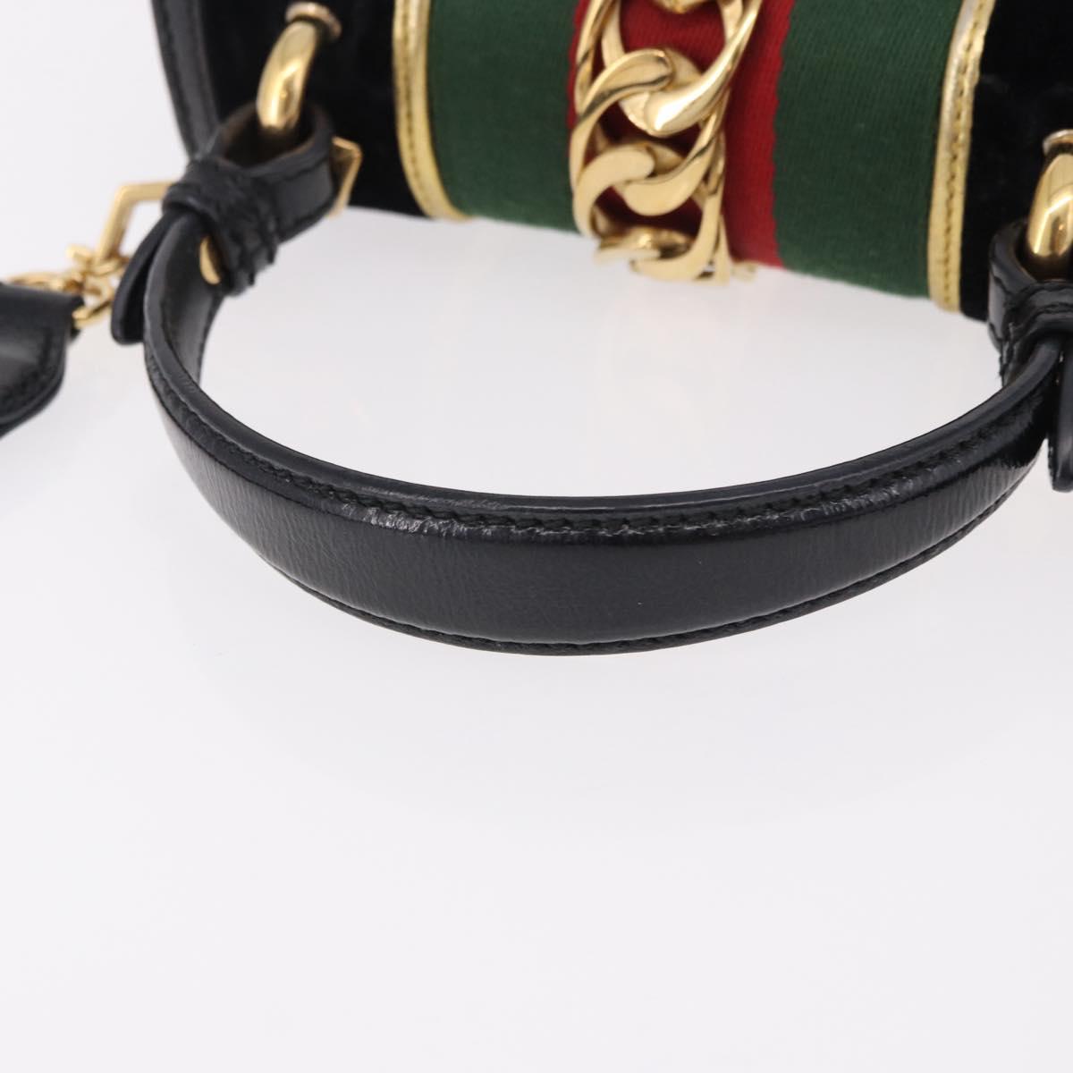 GUCCI GG Canvas Web Sherry Line Bag Velvet 2way Black Gold 470270 Auth ep15093A - Jerrillo image 7
