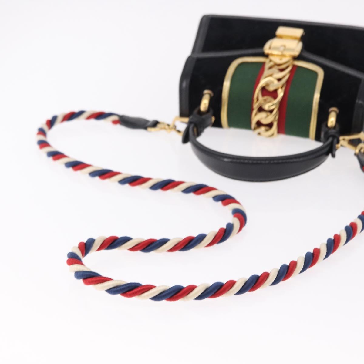 GUCCI GG Canvas Web Sherry Line Bag Velvet 2way Black Gold 470270 Auth ep15093A - Jerrillo image 9