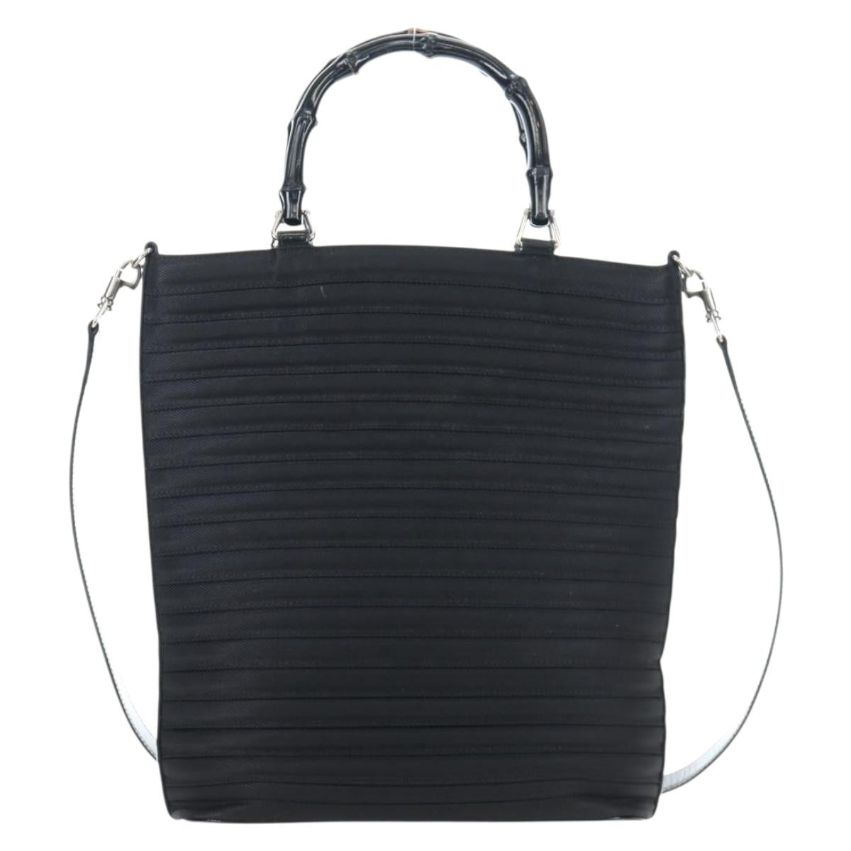 GUCCI Bamboo Hand Bag Canvas 2way Black Silver 002 1998 0353 Auth ep15105 - Jerrillo image 2
