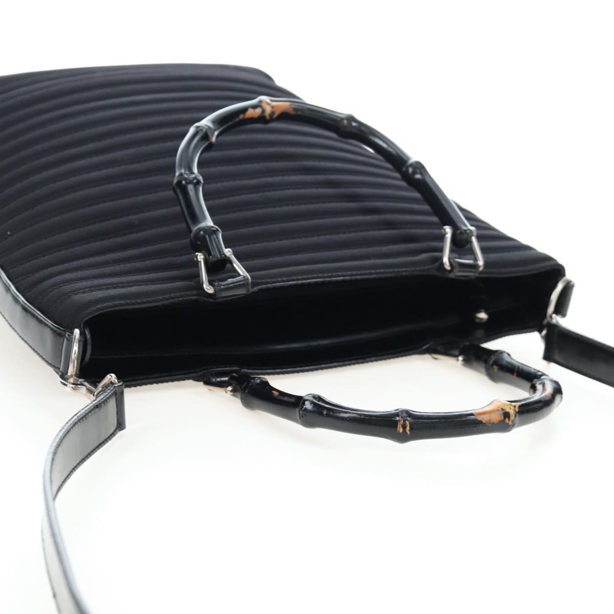 GUCCI Bamboo Hand Bag Canvas 2way Black Silver 002 1998 0353 Auth ep15105 - Jerrillo image 7