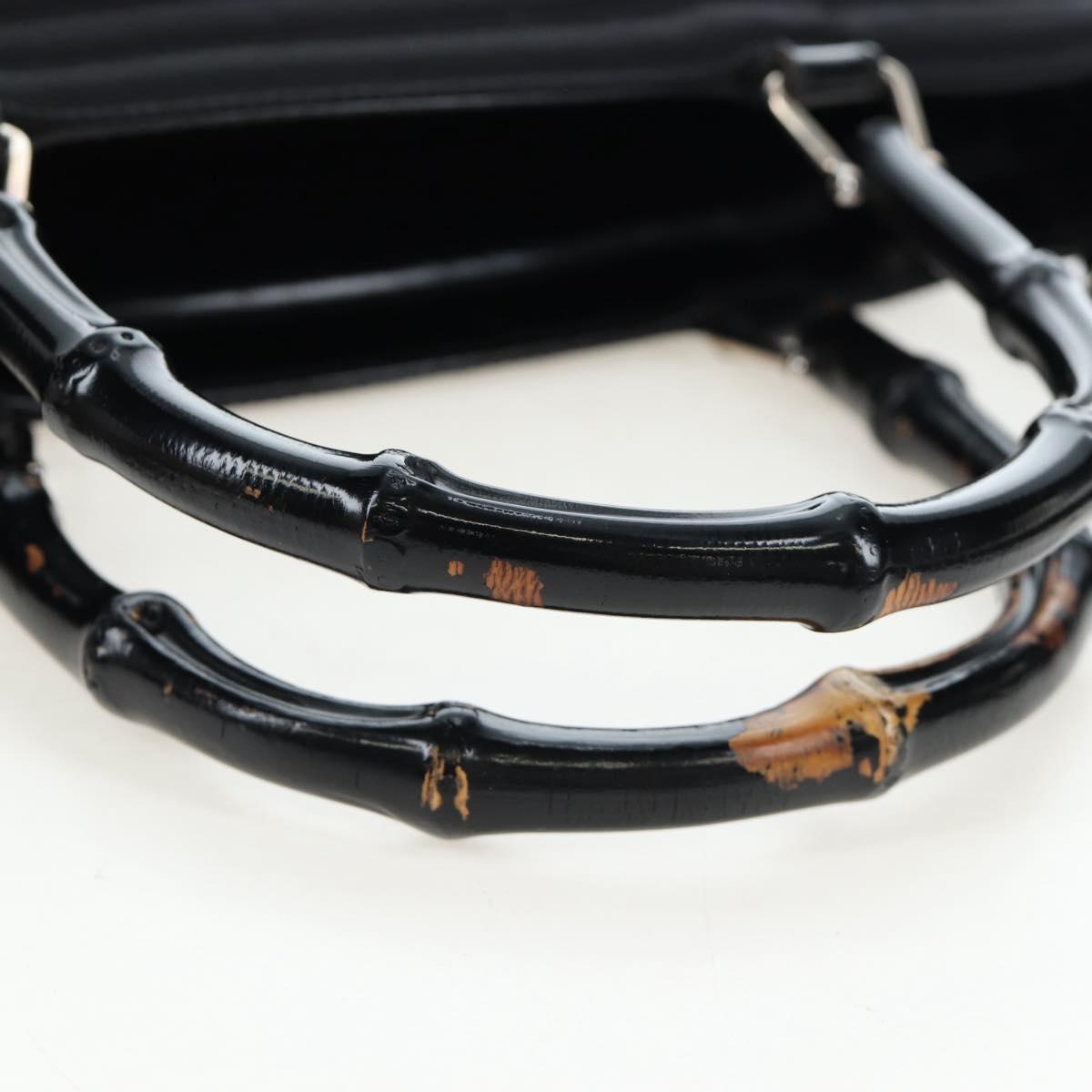 GUCCI Bamboo Hand Bag Canvas 2way Black Silver 002 1998 0353 Auth ep15105 - Jerrillo image 8