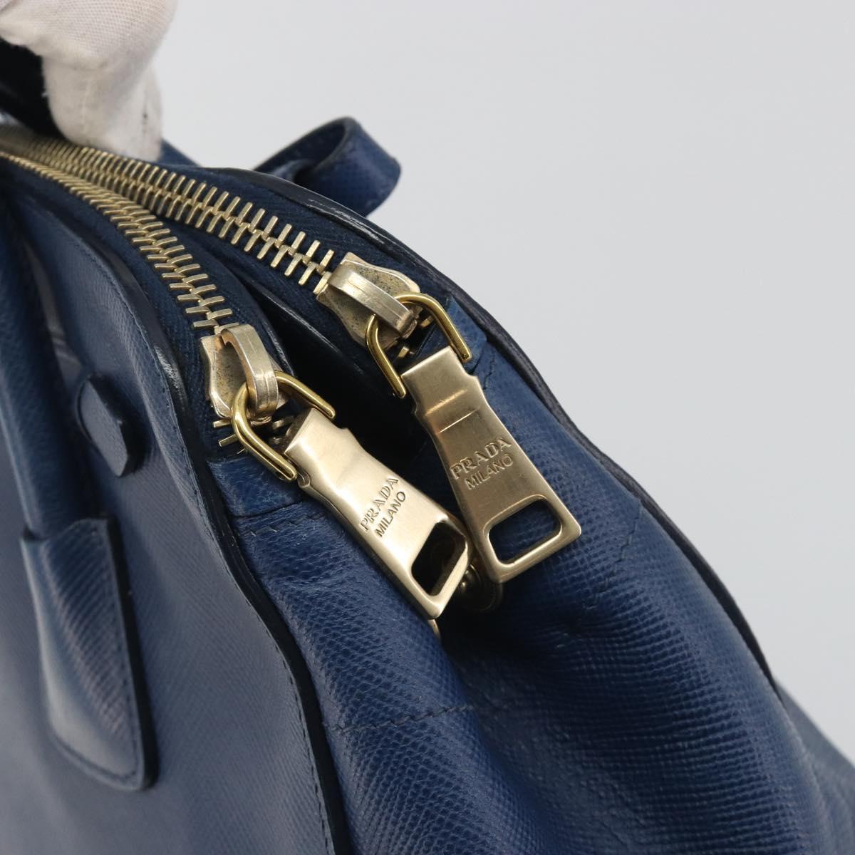 PRADA Hand Bag Leather Blue Gold Tone Auth ep15244 - Jerrillo image 10