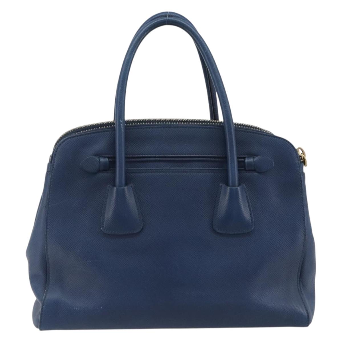 PRADA Hand Bag Leather Blue Gold Tone Auth ep15244 - Jerrillo image 2