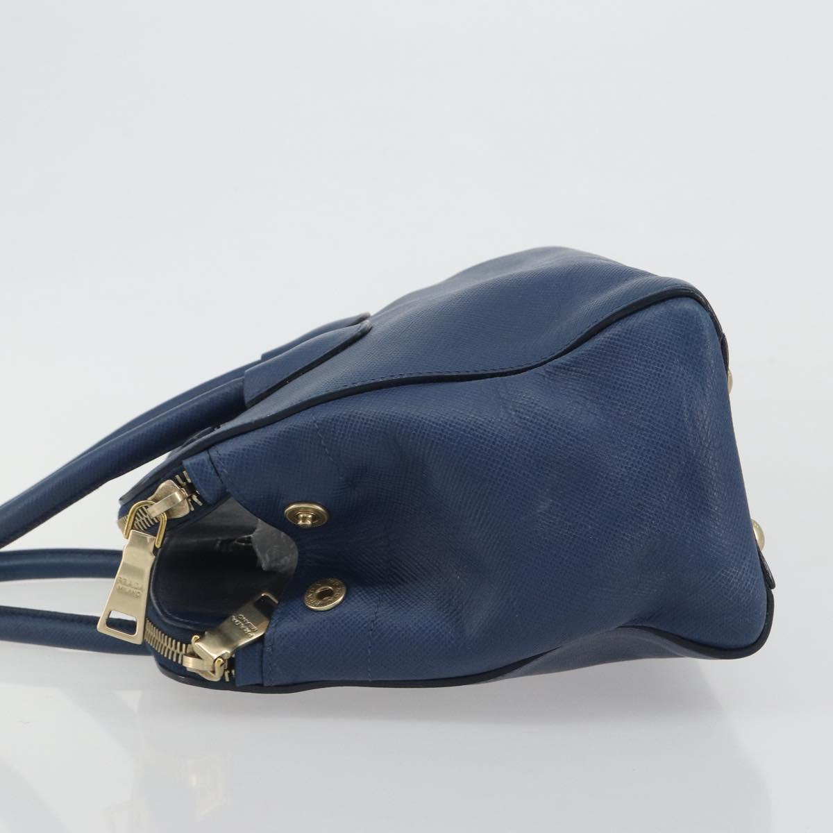 PRADA Hand Bag Leather Blue Gold Tone Auth ep15244 - Jerrillo image 4