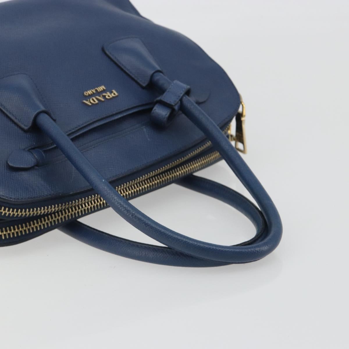 PRADA Hand Bag Leather Blue Gold Tone Auth ep15244 - Jerrillo image 7