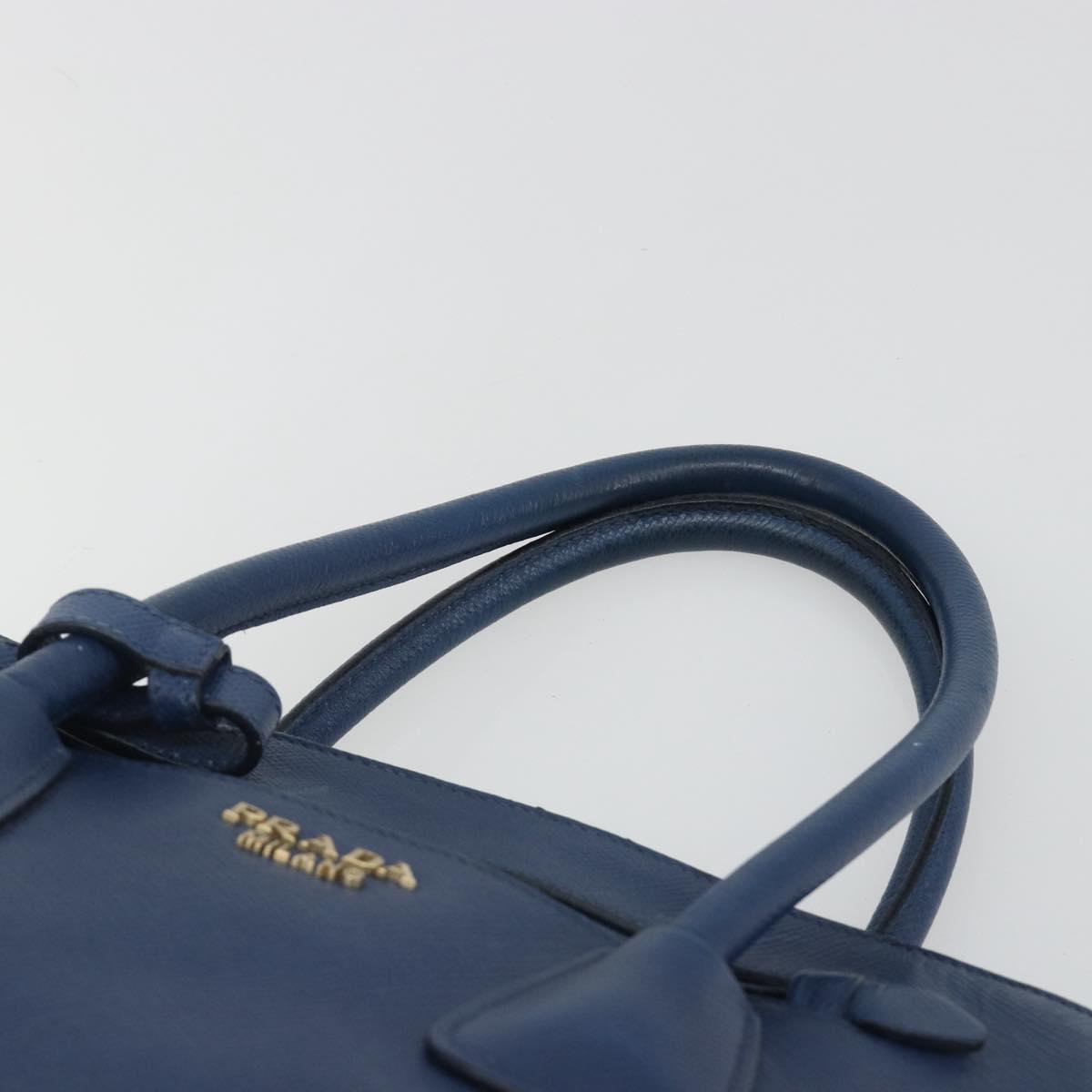 PRADA Hand Bag Leather Blue Gold Tone Auth ep15244 - Jerrillo image 8