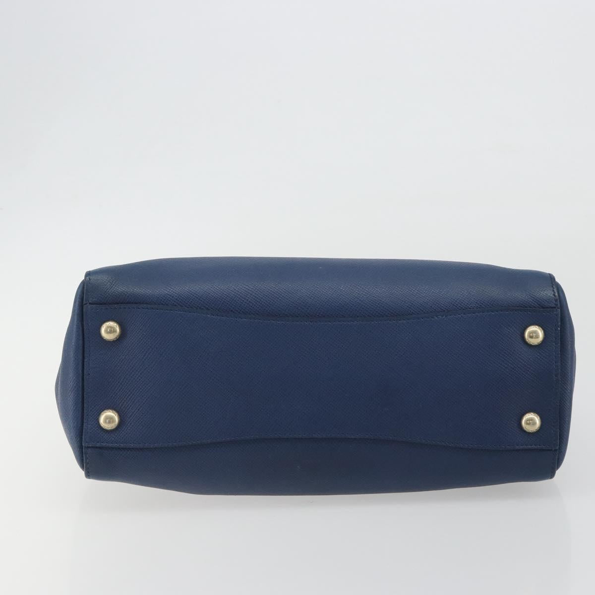 PRADA Hand Bag Leather Blue Gold Tone Auth ep15244 - Jerrillo image 5