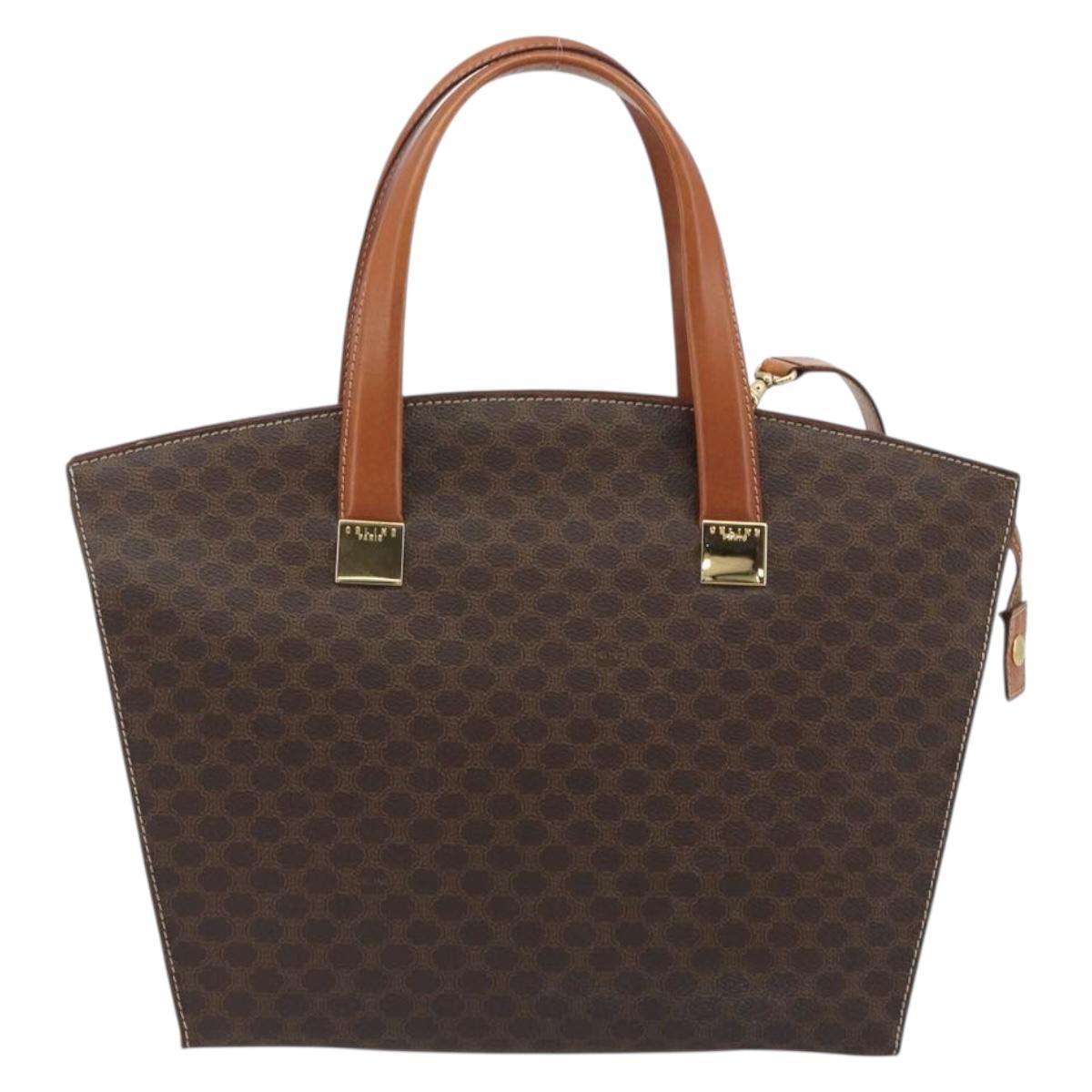 CELINE Macadam Hand Bag PVC Leather 2way Brown Gold Tone Auth ep15253 - Jerrillo image 2