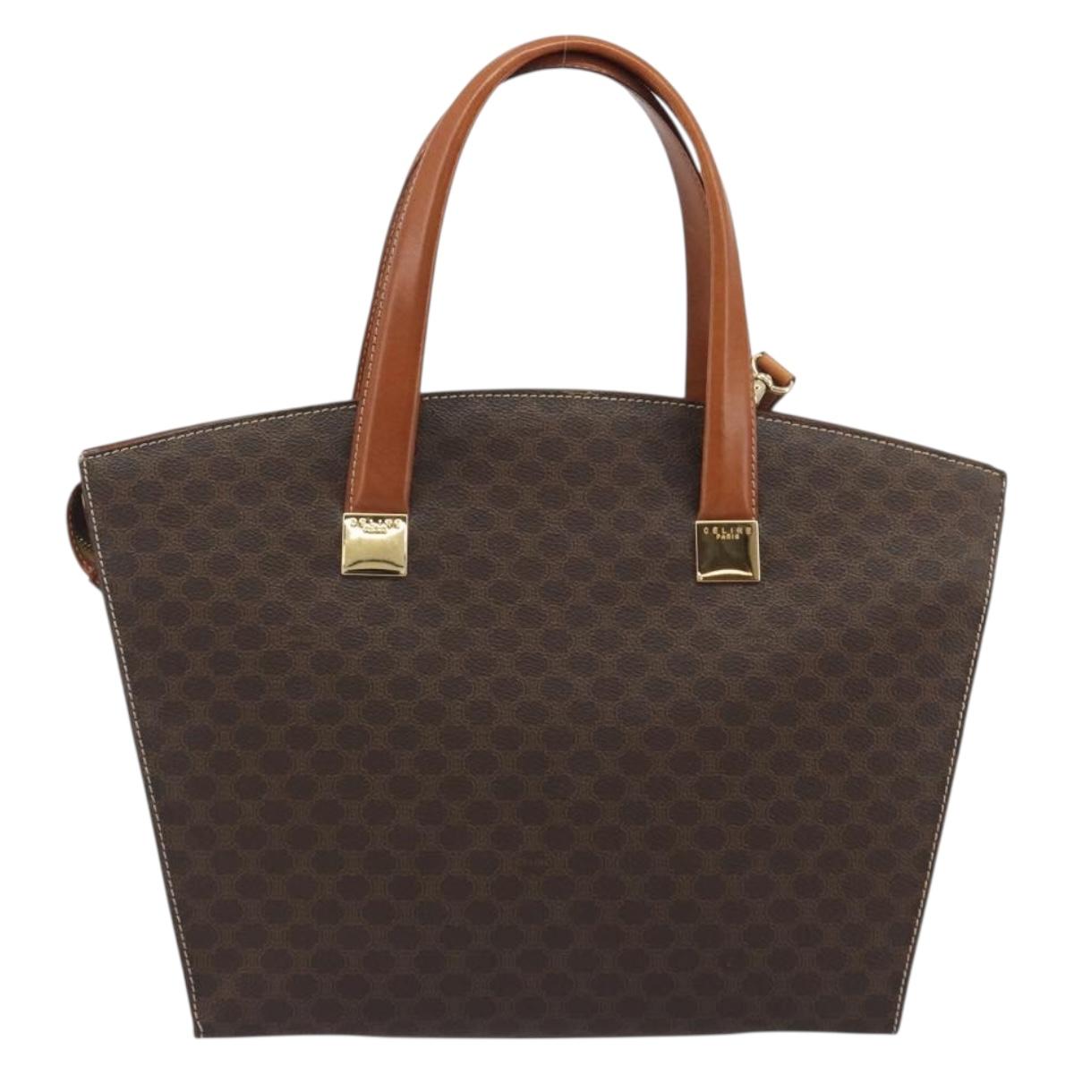 CELINE Macadam Hand Bag PVC Leather 2way Brown Gold Tone Auth ep15253 - Jerrillo image 3