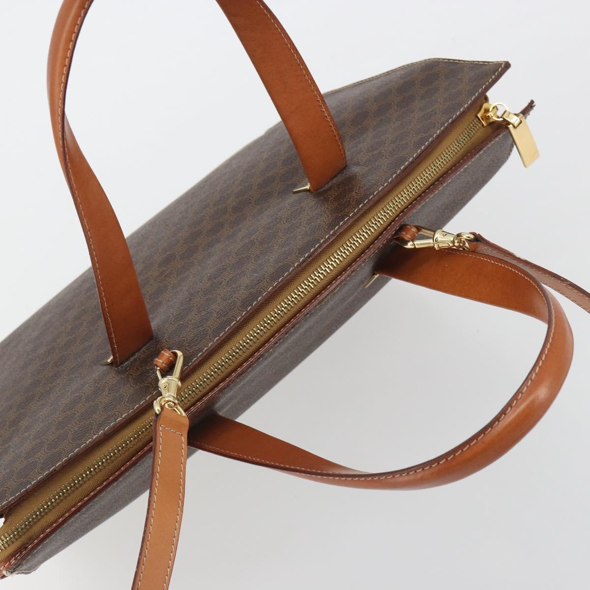 CELINE Macadam Hand Bag PVC Leather 2way Brown Gold Tone Auth ep15253 - Jerrillo image 6