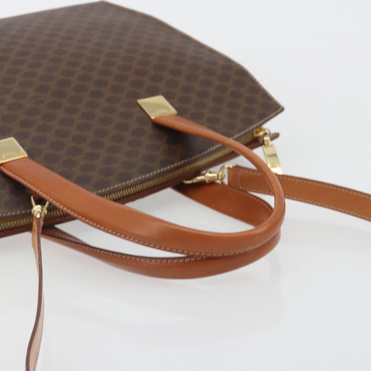 CELINE Macadam Hand Bag PVC Leather 2way Brown Gold Tone Auth ep15253 - Jerrillo image 7