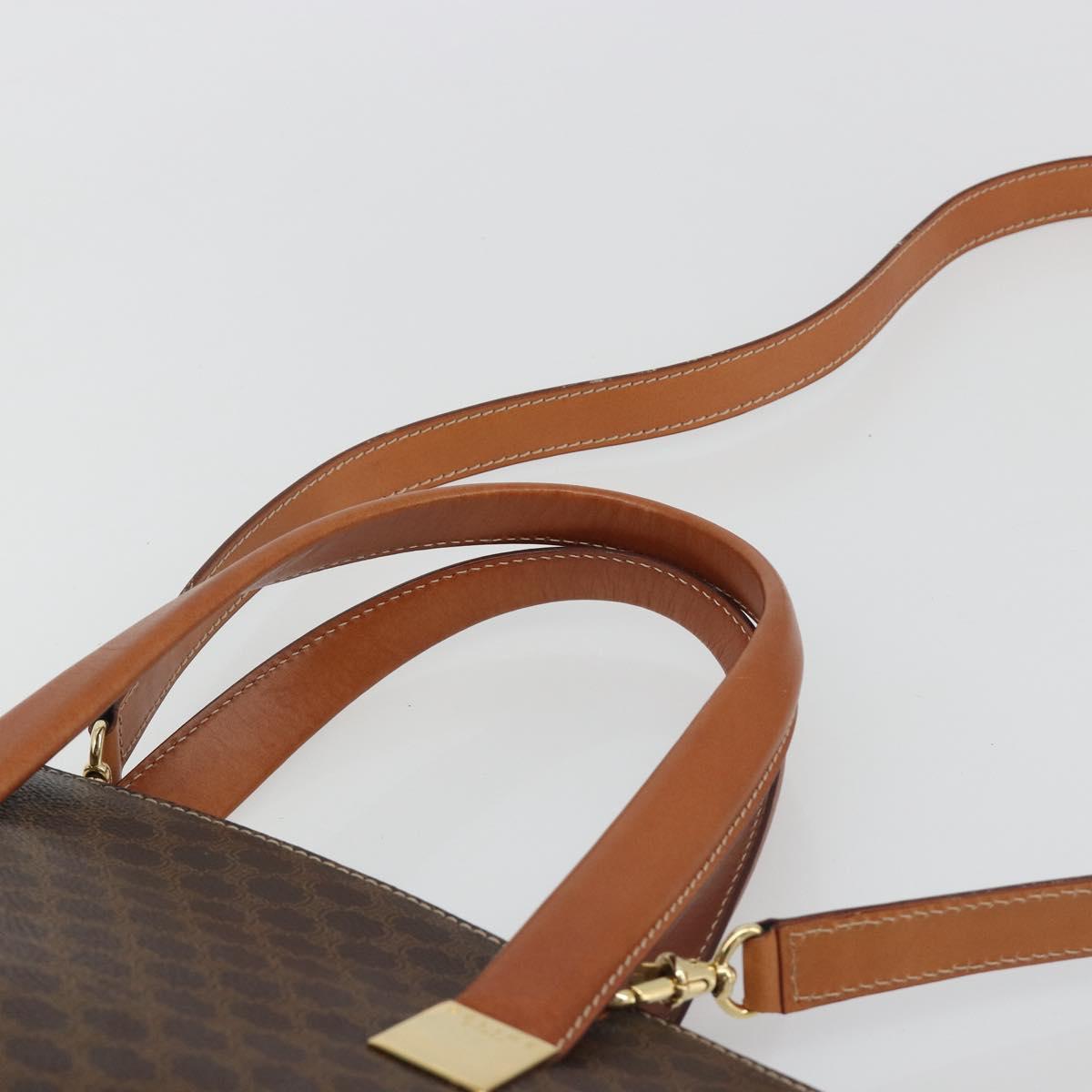 CELINE Macadam Hand Bag PVC Leather 2way Brown Gold Tone Auth ep15253 - Jerrillo image 8