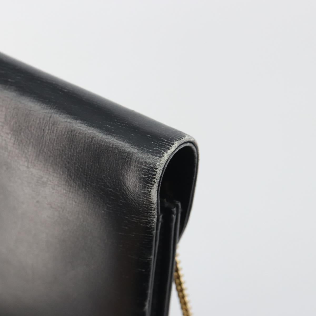 Christian Dior Chain Shoulder Bag Leather Black Gold Tone Auth ep15258 - Jerrillo image 9