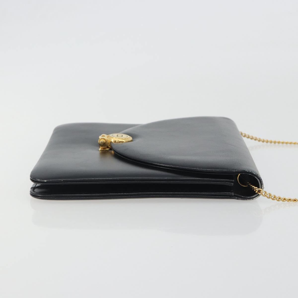 Christian Dior Chain Shoulder Bag Leather Black Gold Tone Auth ep15258 - Jerrillo image 3