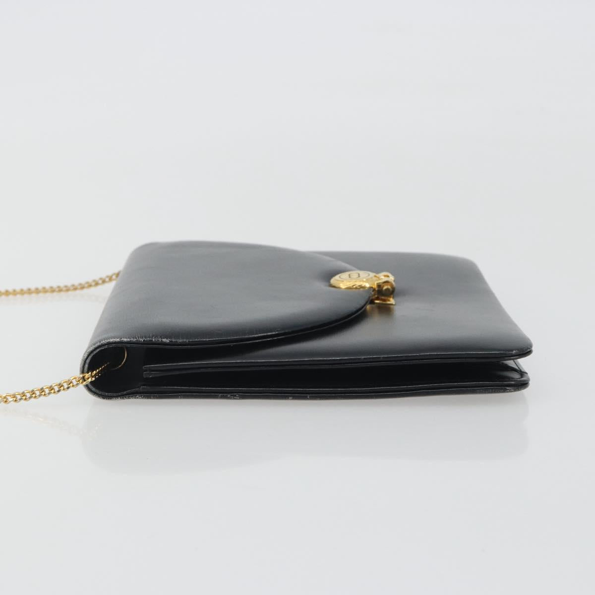 Christian Dior Chain Shoulder Bag Leather Black Gold Tone Auth ep15258 - Jerrillo image 4