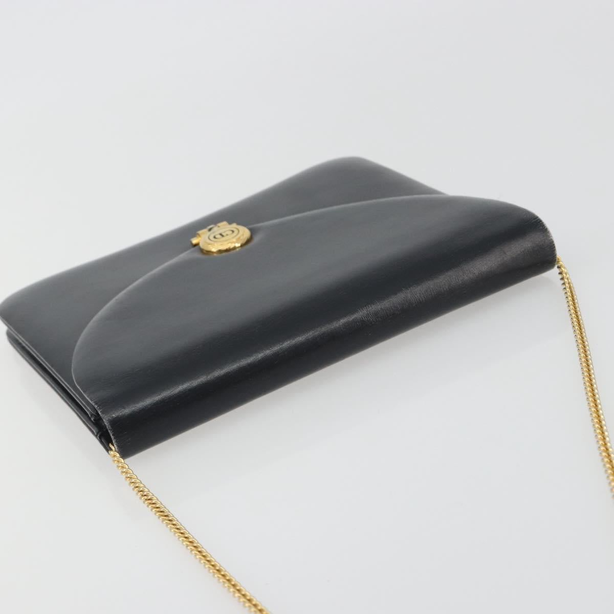 Christian Dior Chain Shoulder Bag Leather Black Gold Tone Auth ep15258 - Jerrillo image 6