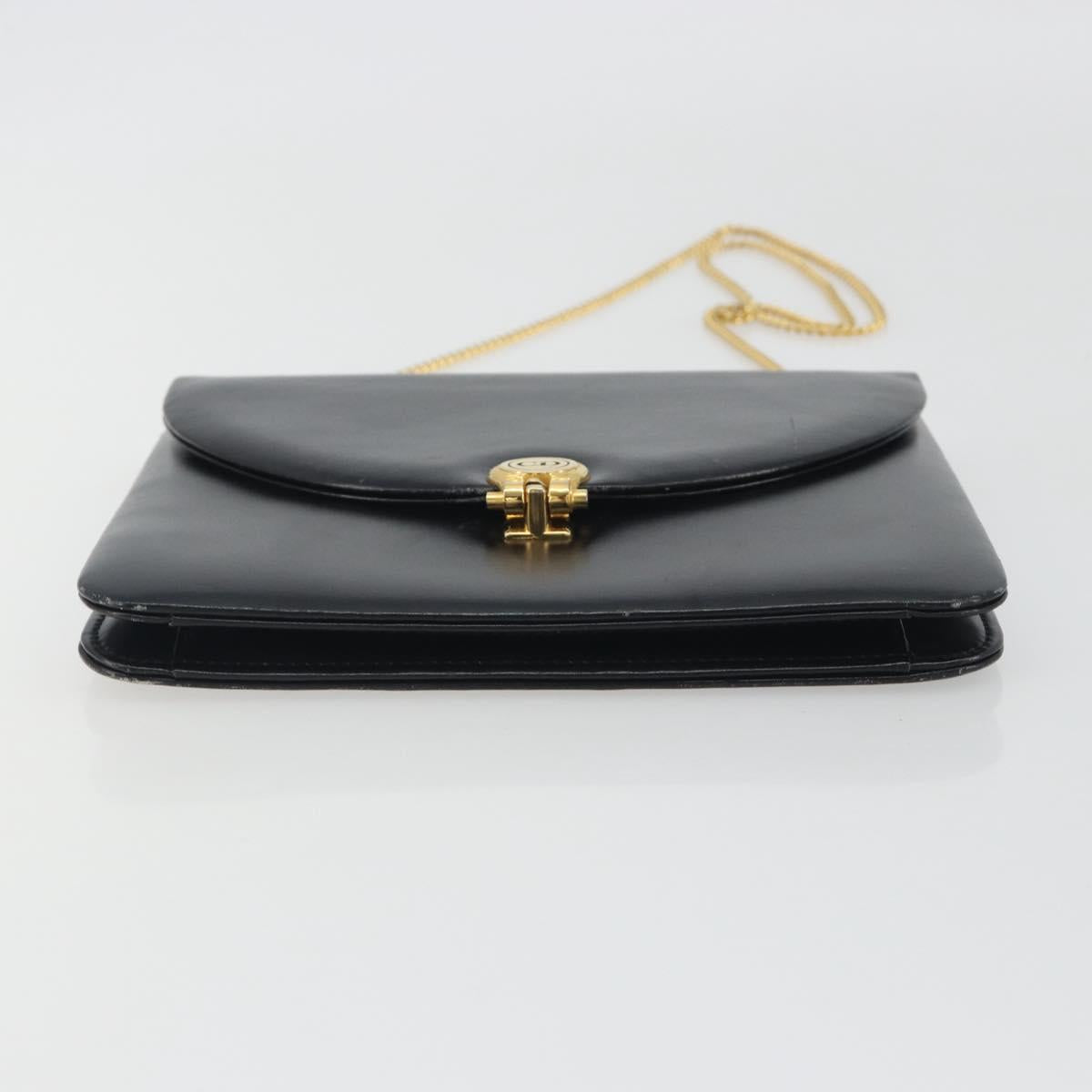 Christian Dior Chain Shoulder Bag Leather Black Gold Tone Auth ep15258 - Jerrillo image 5