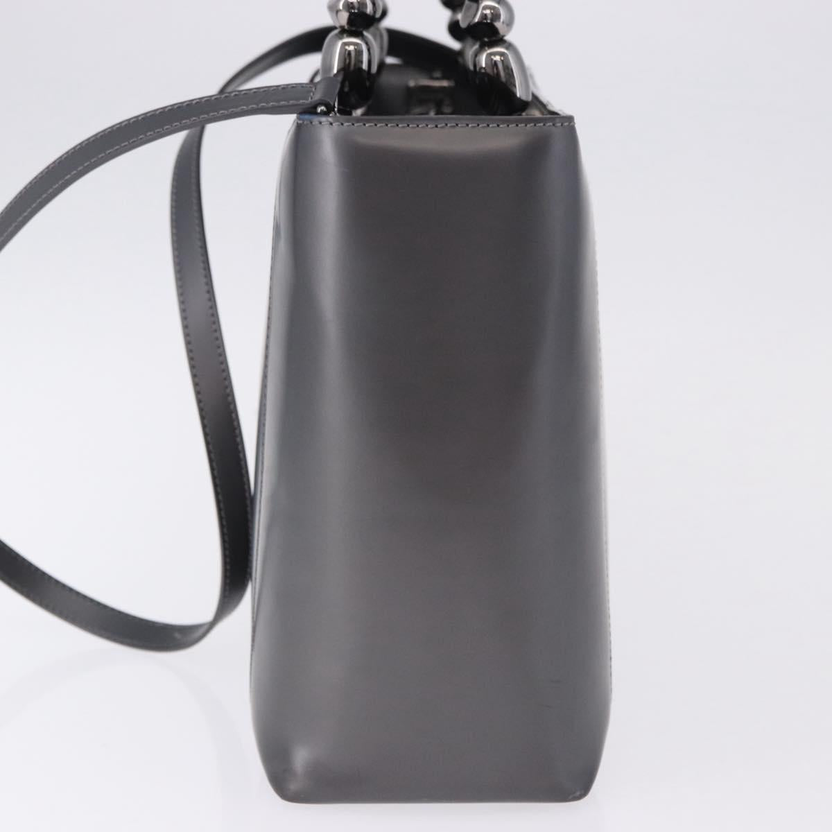 Christian Dior Maris Pearl Hand Bag Patent 2way Gray Silver Auth ep15303V - Jerrillo image 4