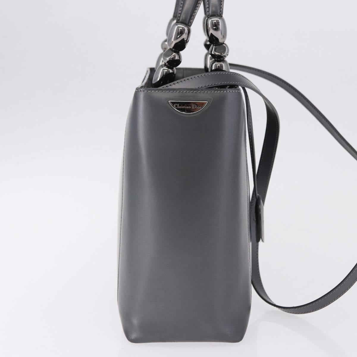 Christian Dior Maris Pearl Hand Bag Patent 2way Gray Silver Auth ep15303V - Jerrillo image 5