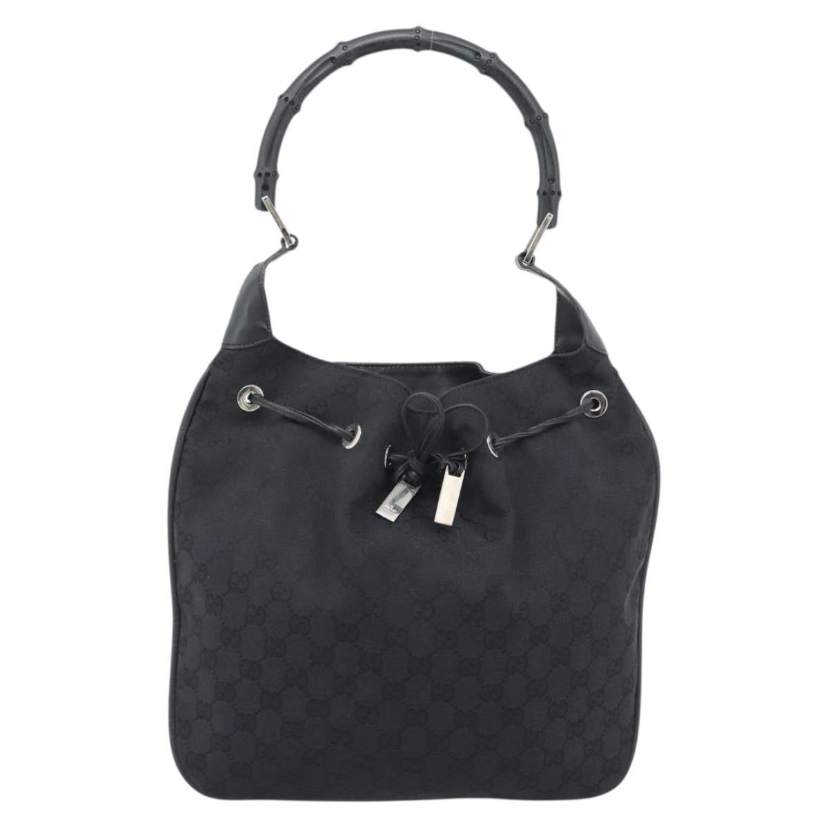 GUCCI GG Canvas Bamboo Hand Bag Black Silver 001 4033 Auth ep15336A - Jerrillo image 2