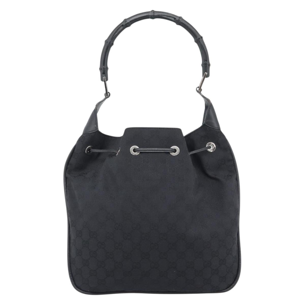 GUCCI GG Canvas Bamboo Hand Bag Black Silver 001 4033 Auth ep15336A - Jerrillo image 3