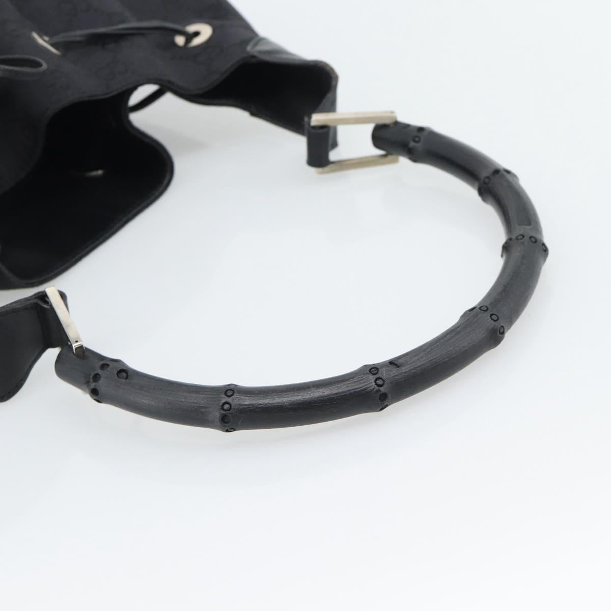 GUCCI GG Canvas Bamboo Hand Bag Black Silver 001 4033 Auth ep15336A - Jerrillo image 7