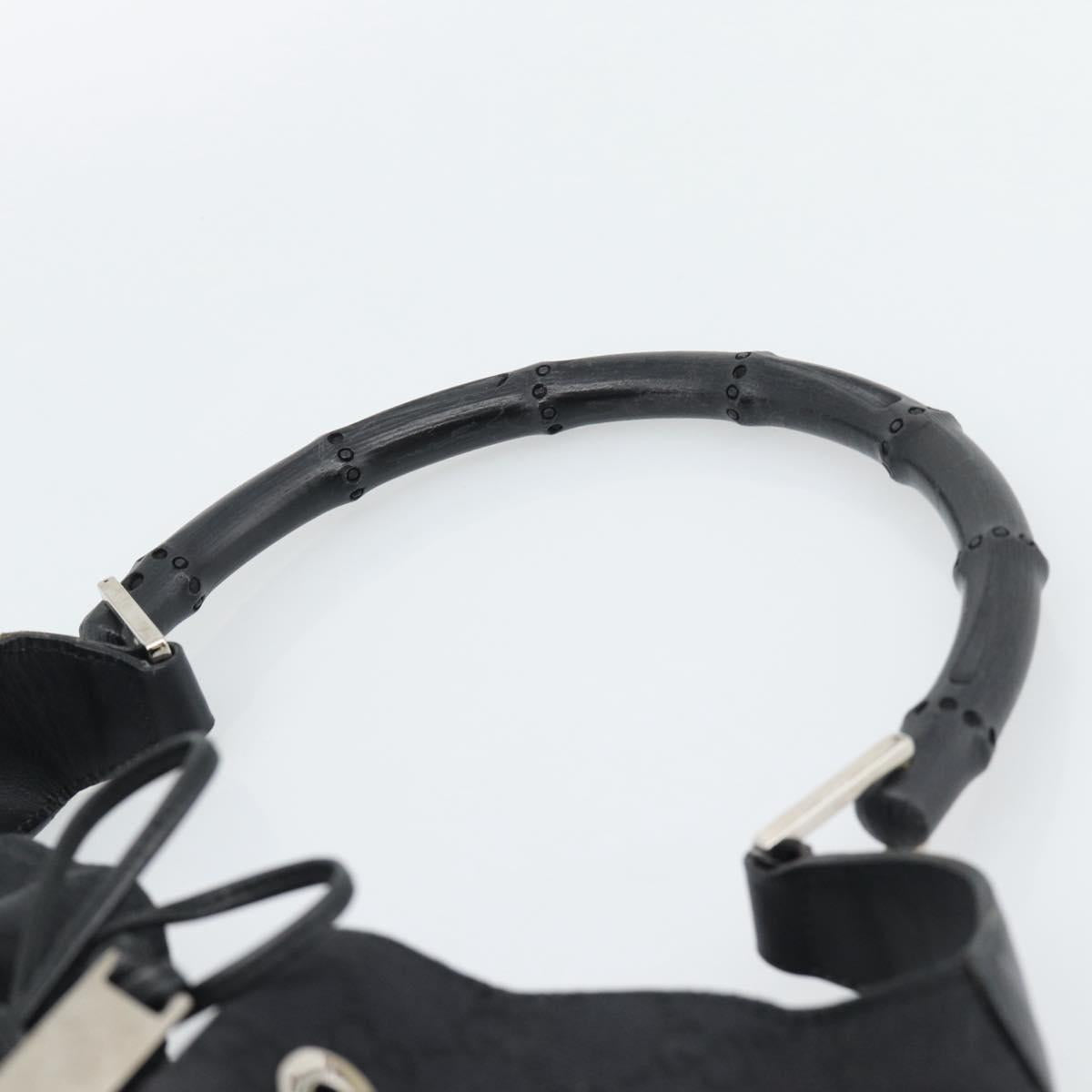 GUCCI GG Canvas Bamboo Hand Bag Black Silver 001 4033 Auth ep15336A - Jerrillo image 8