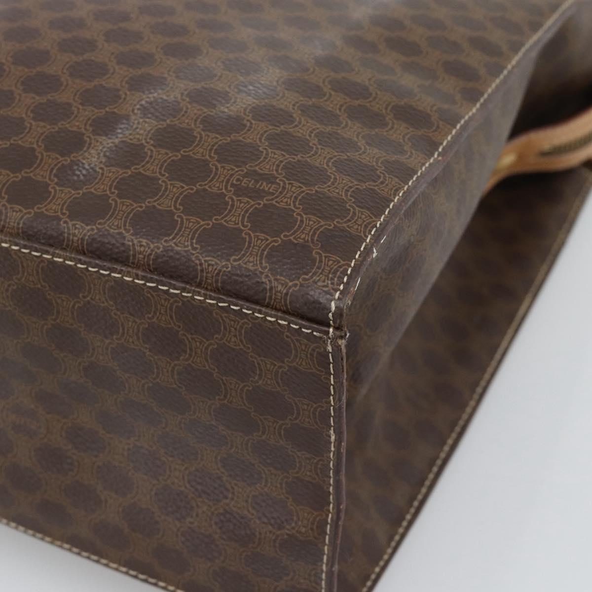 CELINE Macadam Tote Bag PVC Leather Brown Gold Tone Auth ep15343 - Jerrillo image 10