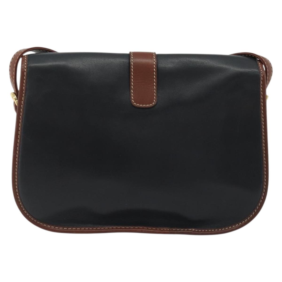 CELINE Shoulder Bag Leather Black Brown Auth ep15389 - Jerrillo image 3