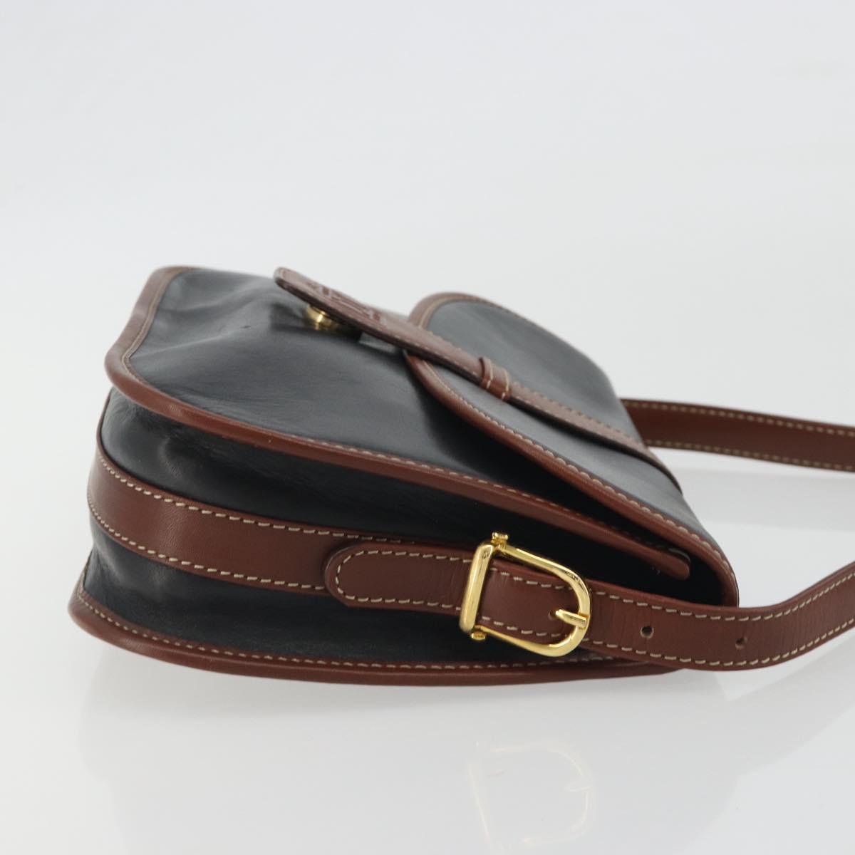 CELINE Shoulder Bag Leather Black Brown Auth ep15389 - Jerrillo image 4