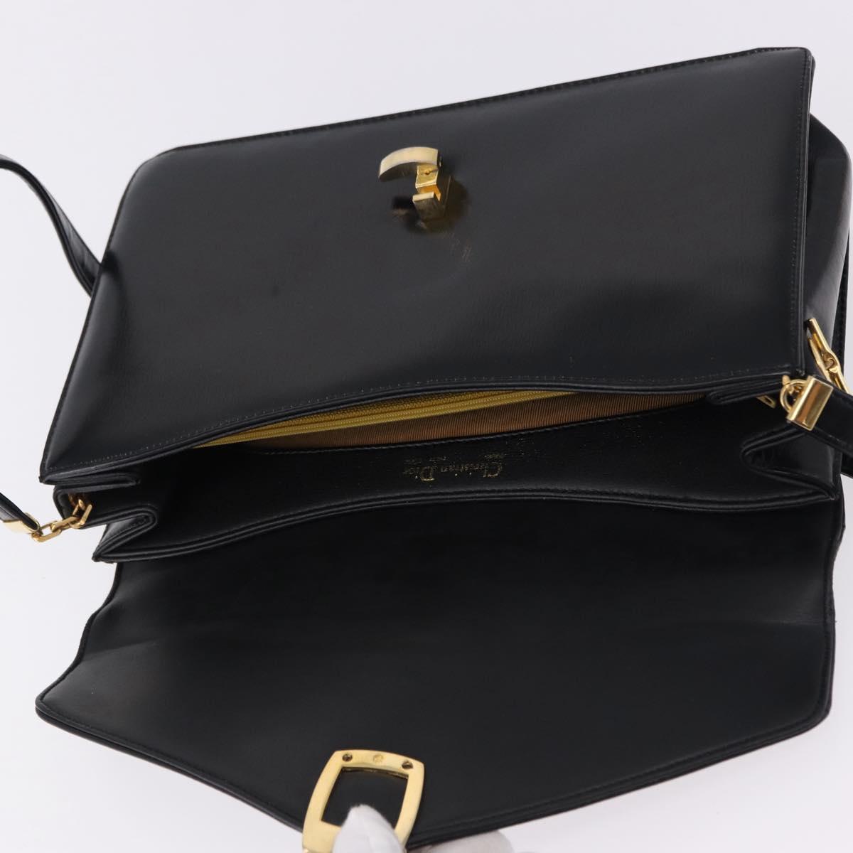 Christian Dior Shoulder Bag Leather Black Gold Tone Auth ep15419 - Jerrillo image 10