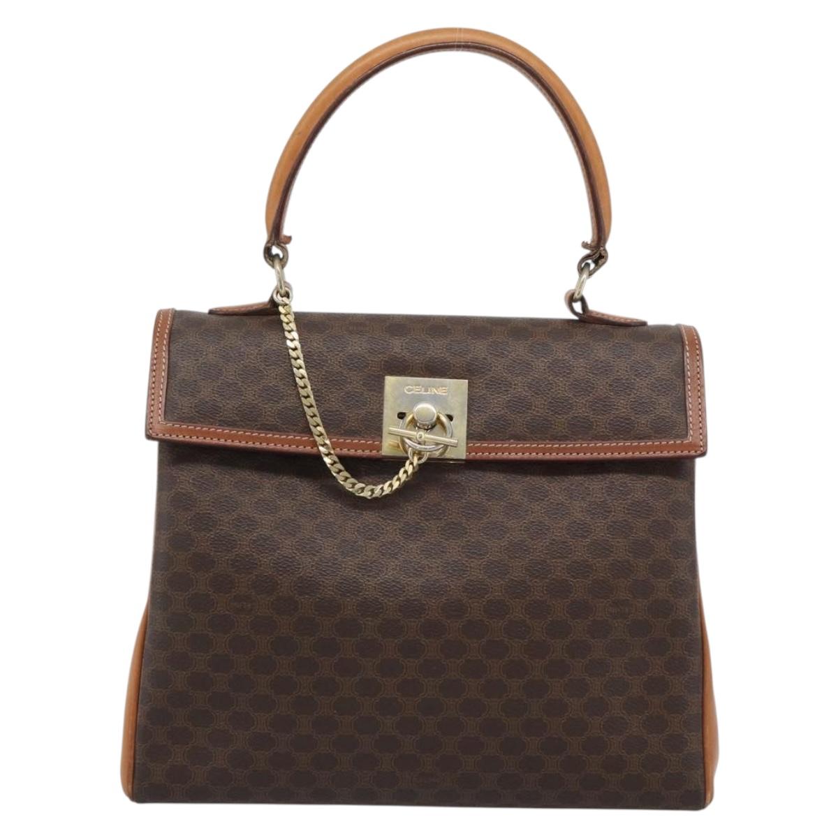 Borsa a mano CELINE Macadam in PVC e pelle, marrone e oro, autentica, codice articolo ep15431. image 2