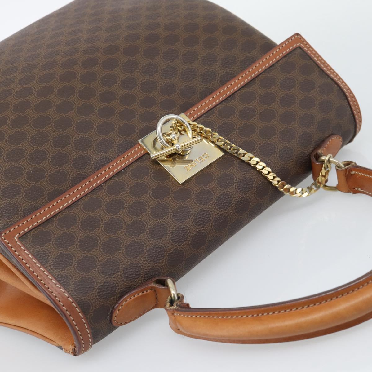 Borsa a mano CELINE Macadam in PVC e pelle, marrone e oro, autentica, codice articolo ep15431. image 6