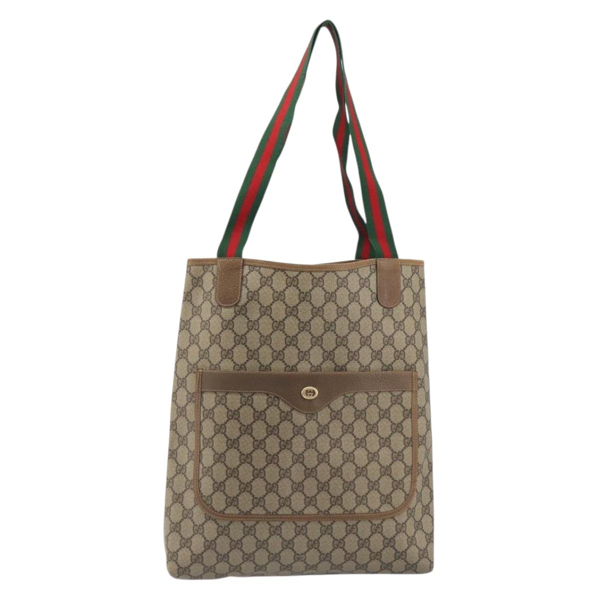 GUCCI GG Supreme Web Sherry Line Tote Bag PVC Beige 89 02 003 Auth ep15556 - Jerrillo image 2
