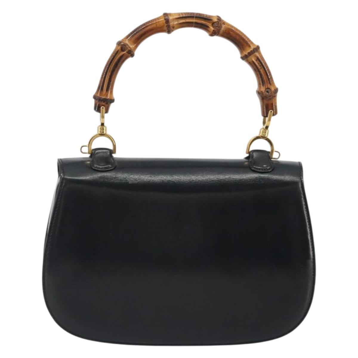 Borsa a mano GUCCI Bamboo in pelle nera e oro 000 2113 0633 Autentica ep15601A - Jerrillo image 3