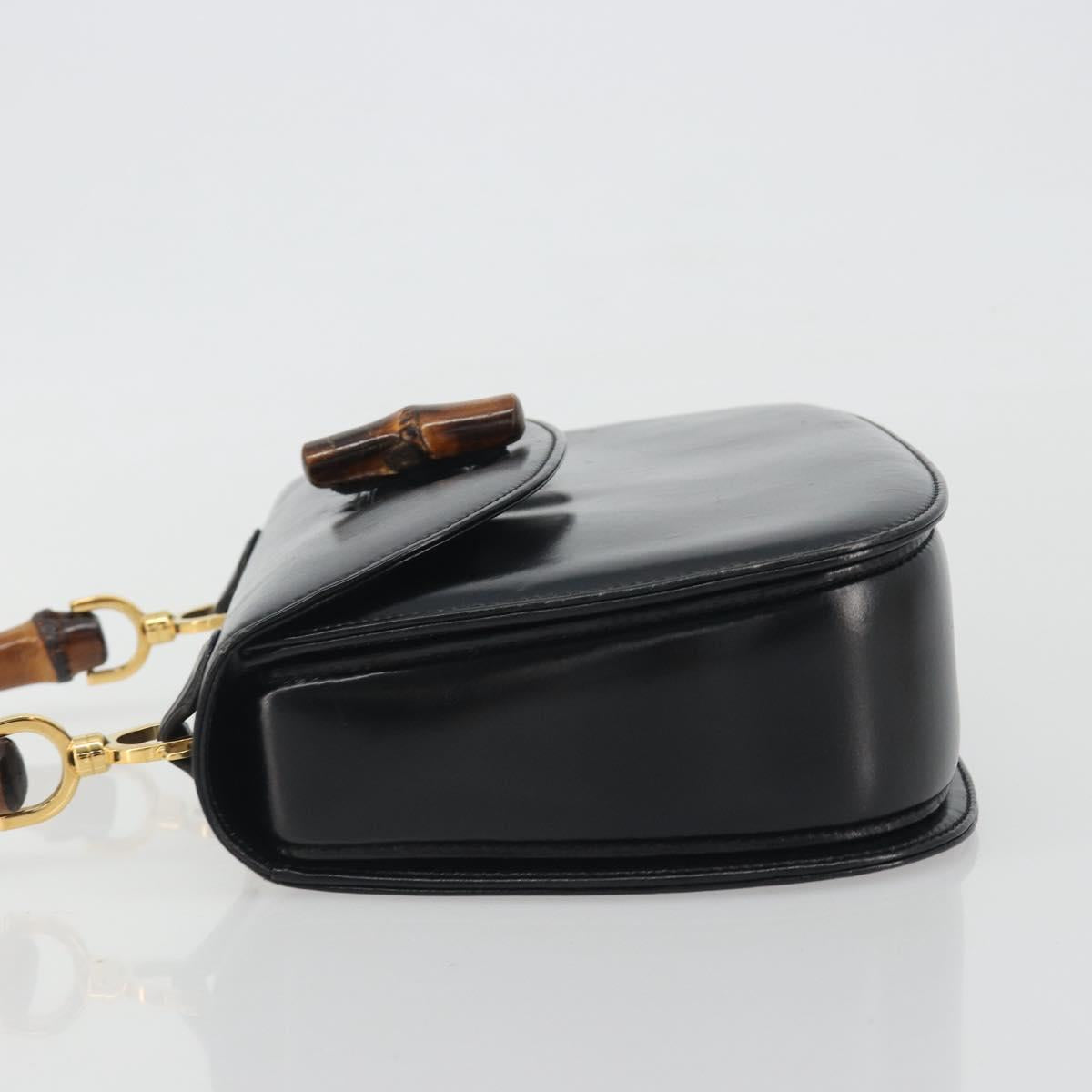 Borsa a mano GUCCI Bamboo in pelle nera e oro 000 2113 0633 Autentica ep15601A - Jerrillo image 5