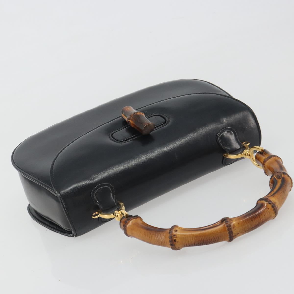 Borsa a mano GUCCI Bamboo in pelle nera e oro 000 2113 0633 Autentica ep15601A - Jerrillo image 6
