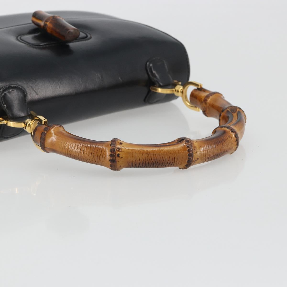 Borsa a mano GUCCI Bamboo in pelle nera e oro 000 2113 0633 Autentica ep15601A - Jerrillo image 7