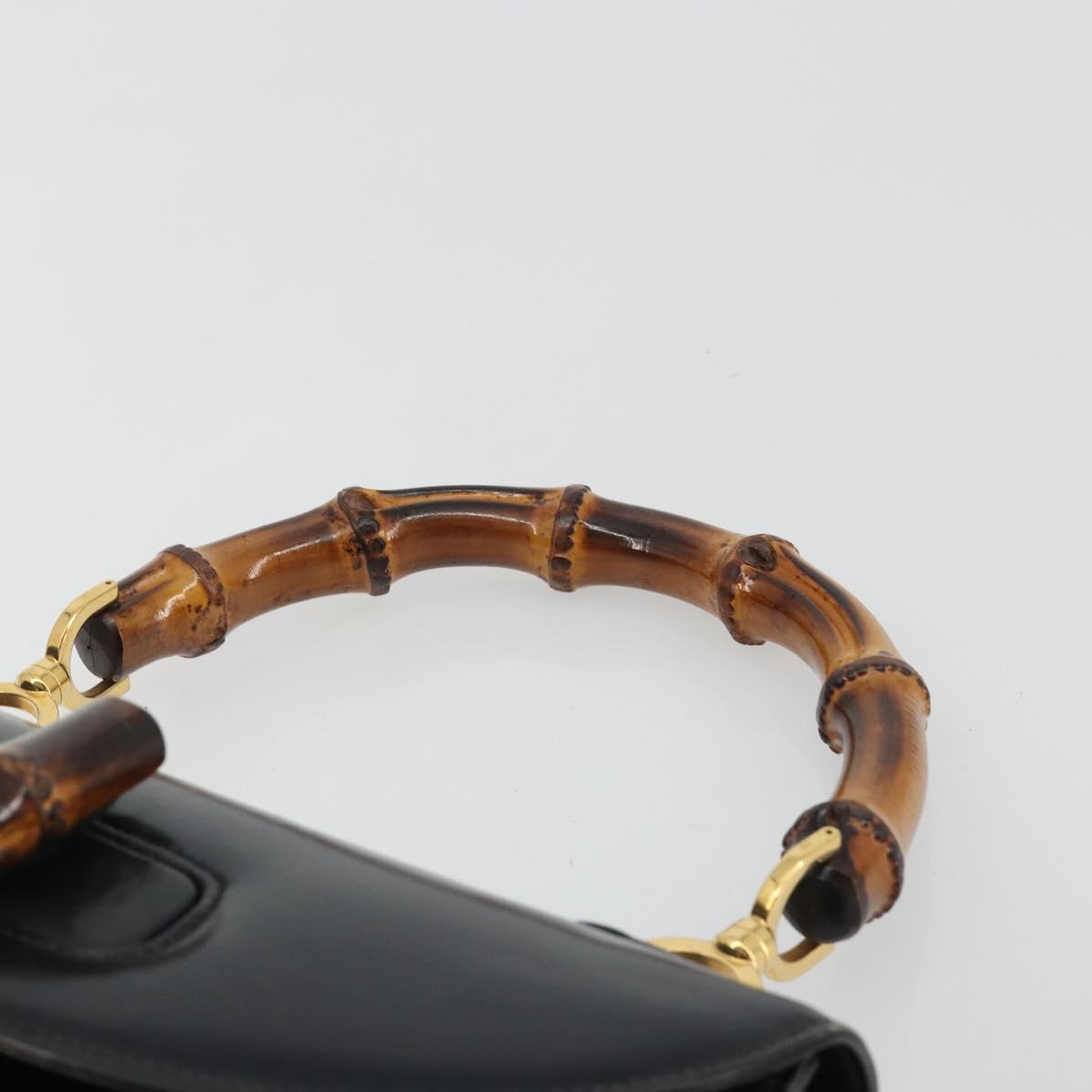 Borsa a mano GUCCI Bamboo in pelle nera e oro 000 2113 0633 Autentica ep15601A - Jerrillo image 8