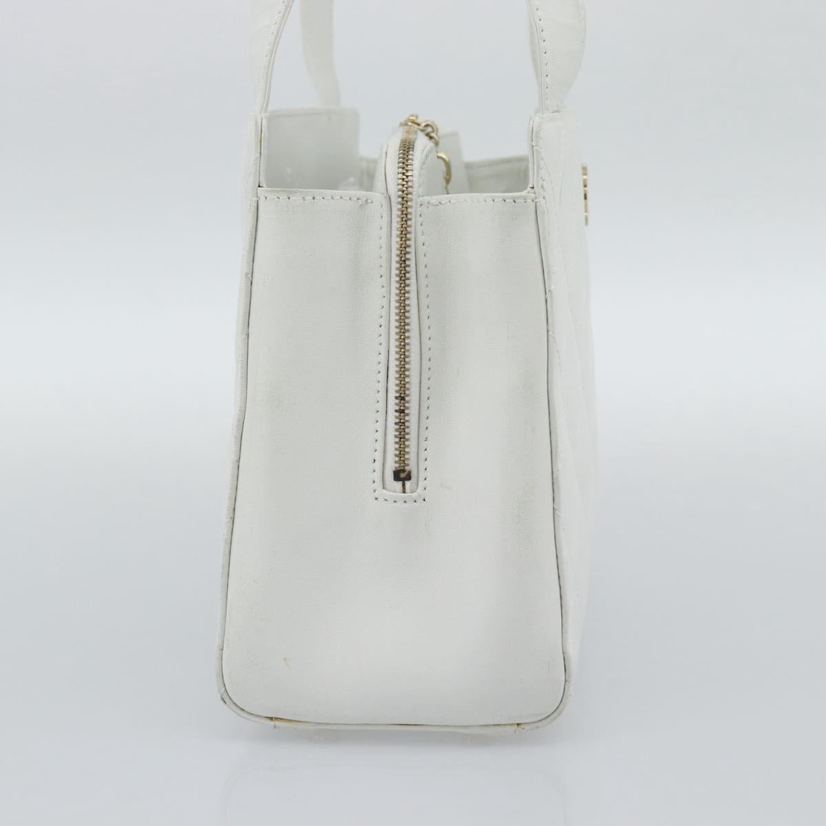 CHANEL Hand Bag Lamb Skin White Gold CC Auth mr2763V image 3