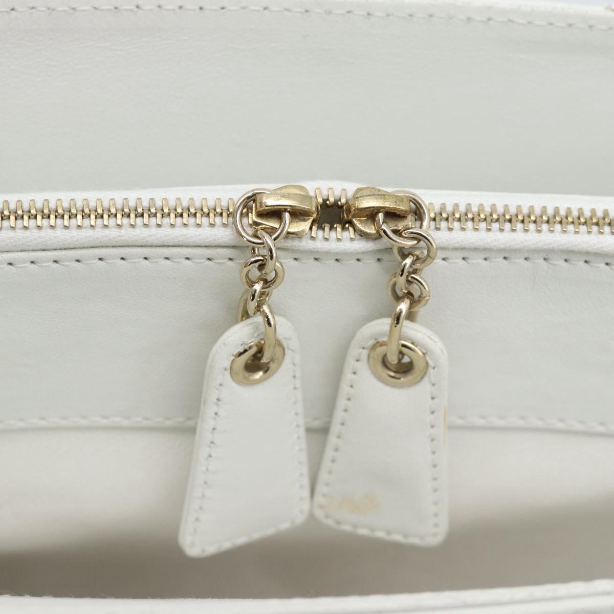 CHANEL Hand Bag Lamb Skin White Gold CC Auth mr2763V image 9