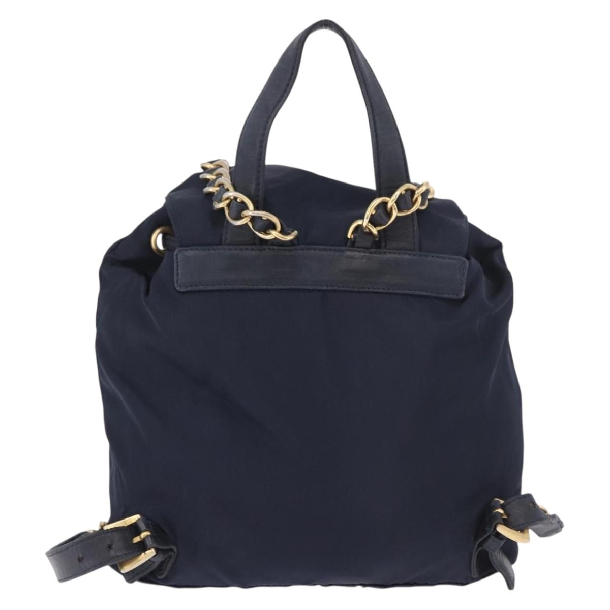 PRADA Backpack Nylon Navy Gold Auth gh2105 - Jerrillo image 3