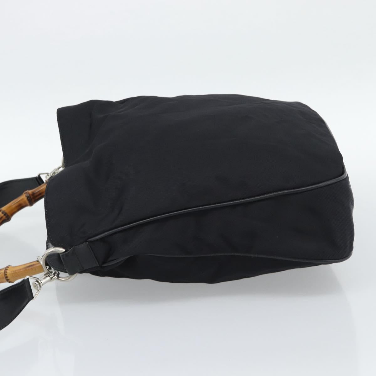 GUCCI Bamboo Hand Bag Nylon 2way Black Silver 001 1577 2615 Auth gh2147 - Jerrillo image 3